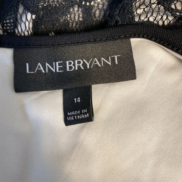 Lane Bryant Womens Flare Party Dress 14 XL Black Floral Lace Lined Sleeveless - Picture 9 of 10